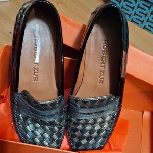 Robert Zur Women's Black and Brown Woven Loafers